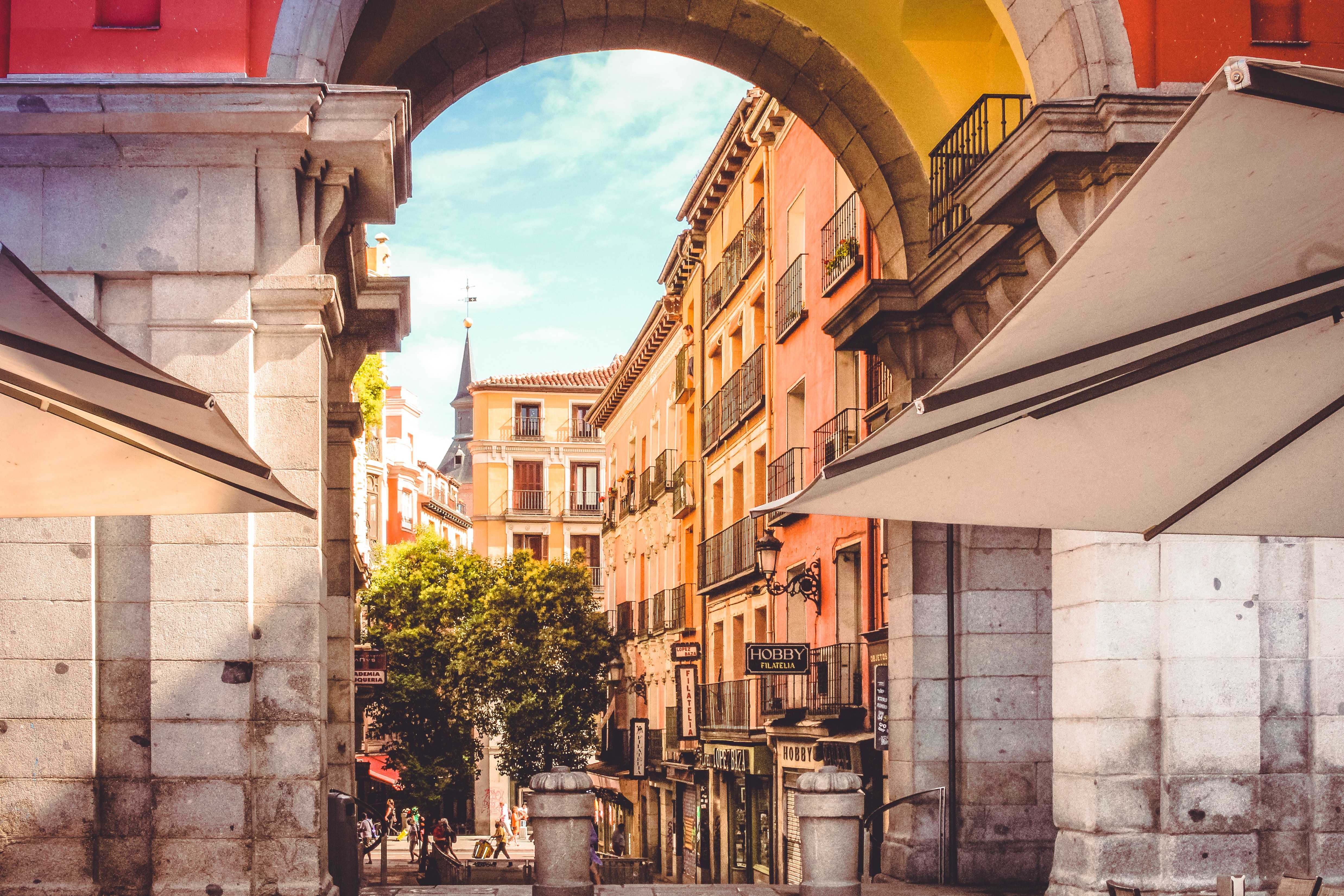 The trendy Plaza Mayor shopping district in Madrid. Photo by Victor Garcia on Unsplash.